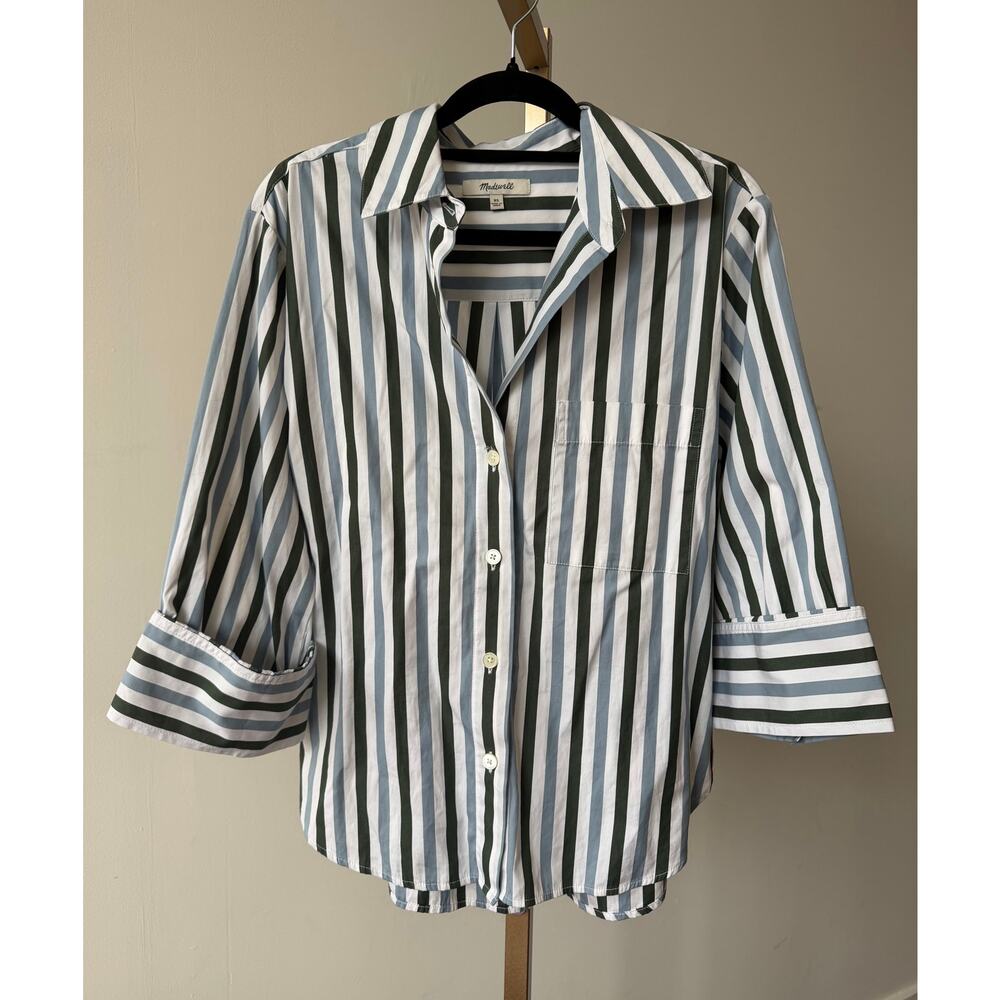 Madewell Easy Y-Neck Button-Up Shirt in Botanical Green Size XS NW713 - Picture 6 of 16